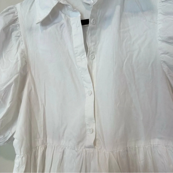 Amadi Cordelia Anthropologie White Crisp Puff Sleeve Tiered Midi Dress XS 1554 - Picture 9 of 13